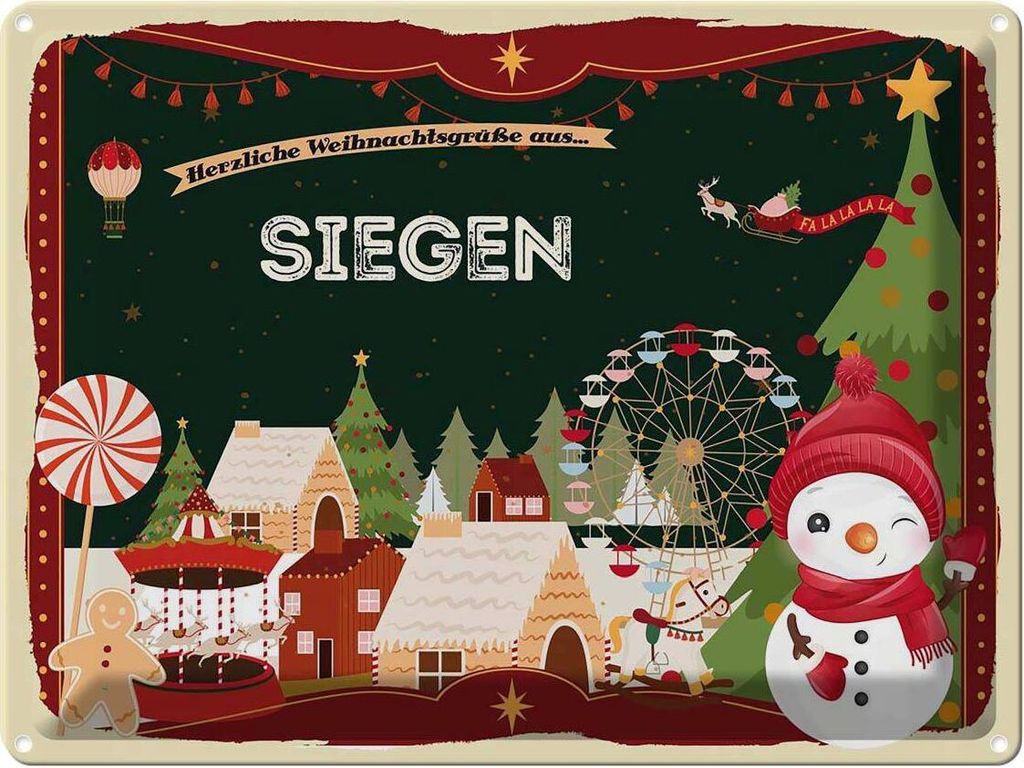 vianmo Blechschild 30x40 cm Weihnachten Grüße aus SIEGEN Abenteuer Reisen Urlaub