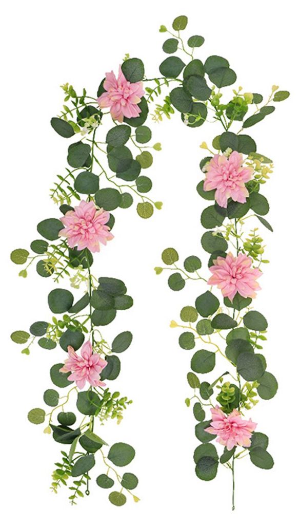 Künstliche Eukalyptusgirlande mit Blüten, künstliches Grün, Tischdekoration für Hochzeiten, Partys, Zeremonien, Hintergrund, Bogendekoration