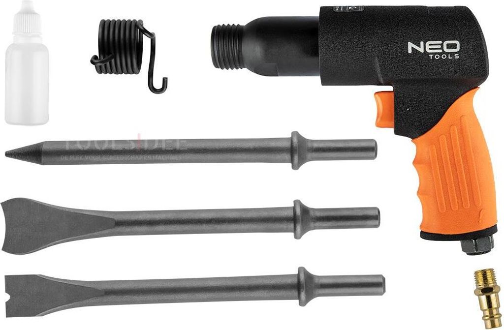 Neo Tools Drucklufthammer mit 1/4" Luftanschluss Arbeitsdruck 6,3 bar Max. Hubzahl 3500 U/min Meißelhammer Spindelgröße 10,2 mm Gerätelänge 17...