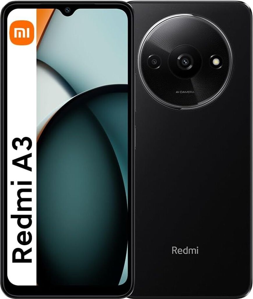 Xiaomi Redmi A3 Smartphone ohne Vertrag 128 GB ROM 4 GB RAM 5000MAH 90Hz Amoled Display Entsperren Methoden Fingerabdruck Octa-Core-Prozessor Schwarz