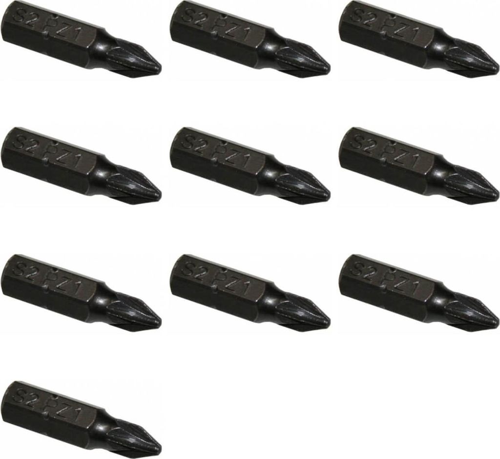 10 Stück PZ1 Kreuz Bit 25mm Kreutz Bits aus S2 Stahl 10er Pack