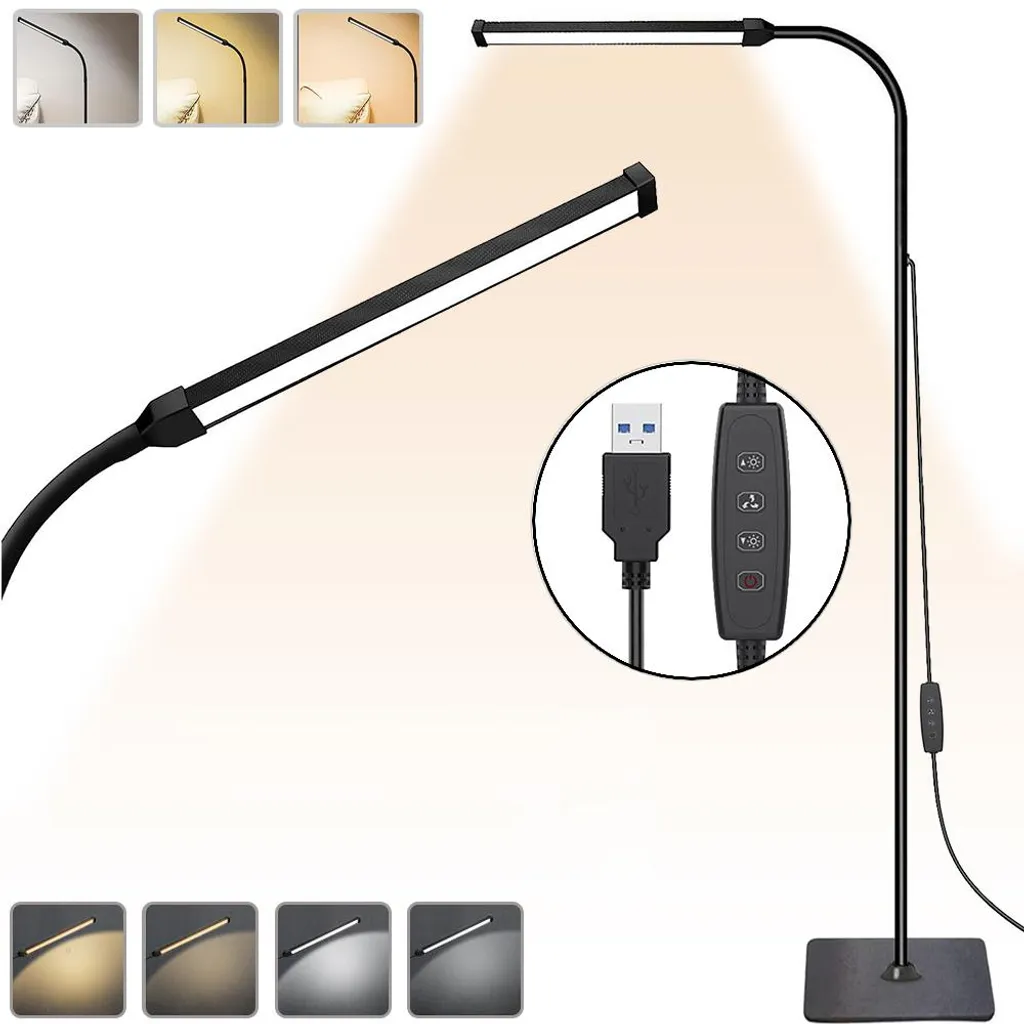 Lampadaire Noir Variable 120 LED USB avec 3 Modes et 10 Luminosités