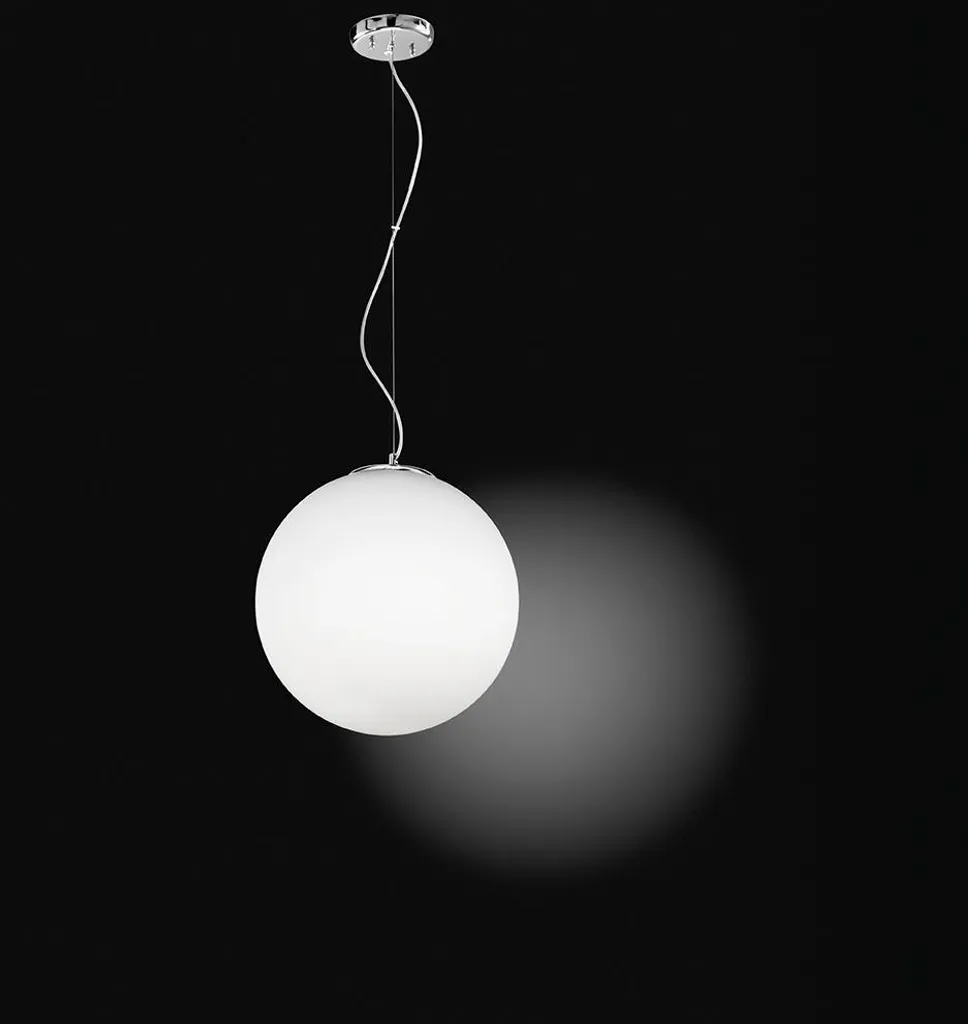 Suspension Réglable en Verre Blanc 40cm Puissance 2x60W E27 Moderne