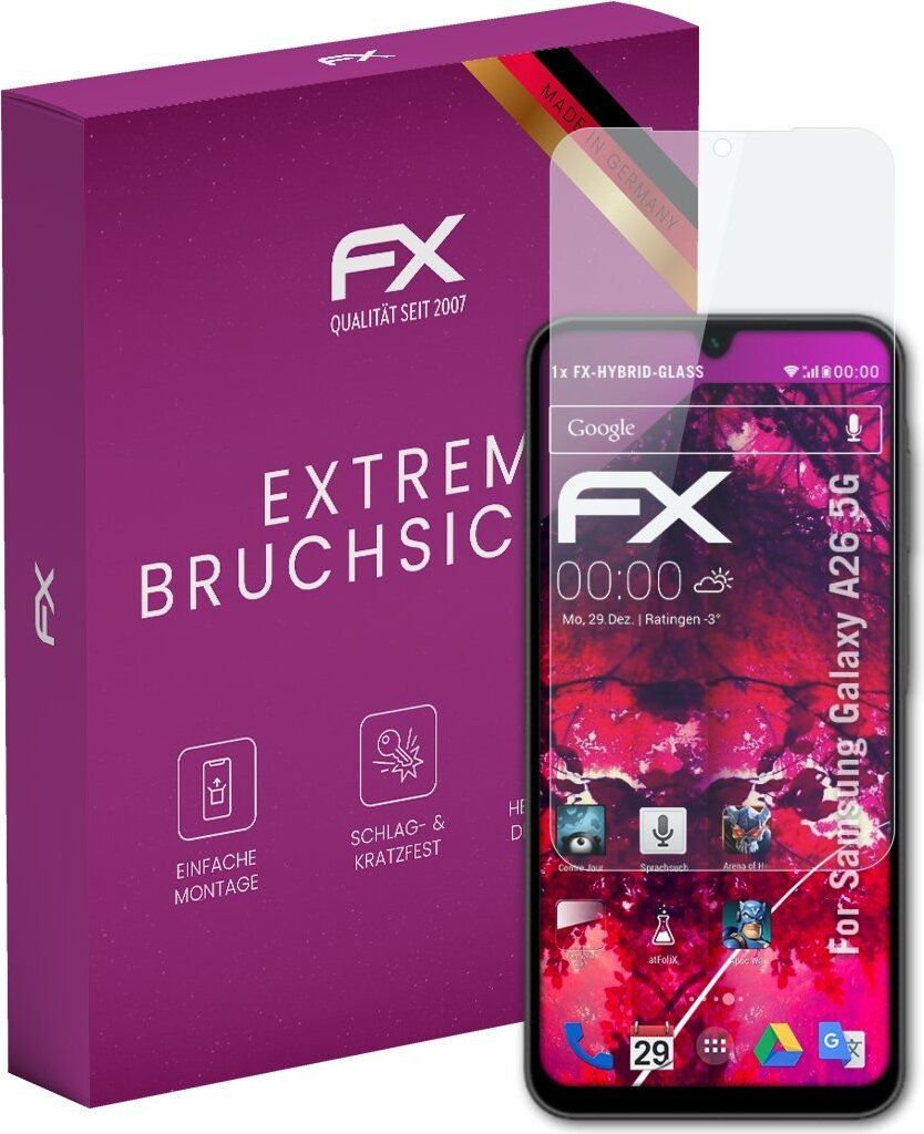 atFoliX FX-Hybrid-Glass Displayfolie kompatibel mit Samsung Galaxy A26 5G Glasfolie