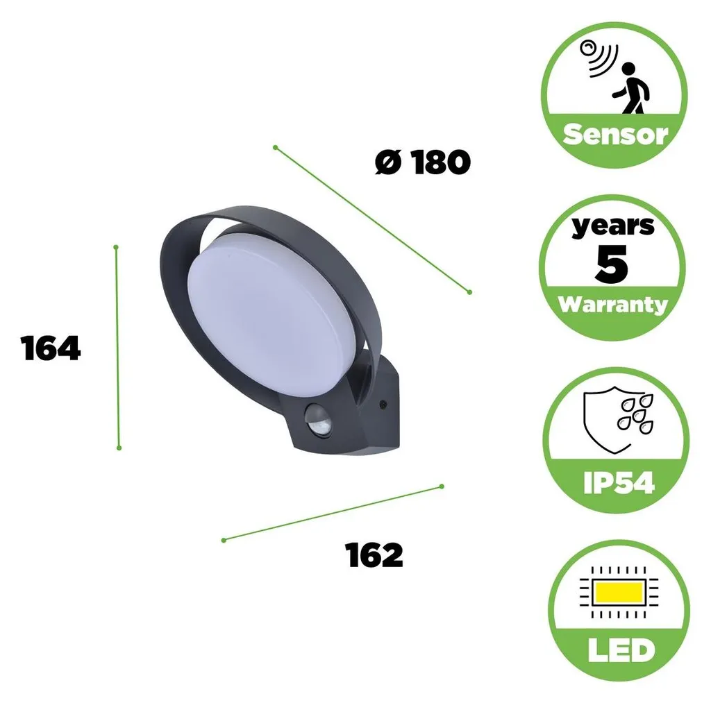 Éclairage de Terrasse LED Anthracite IP54 pour Entrée et Façade Maison
