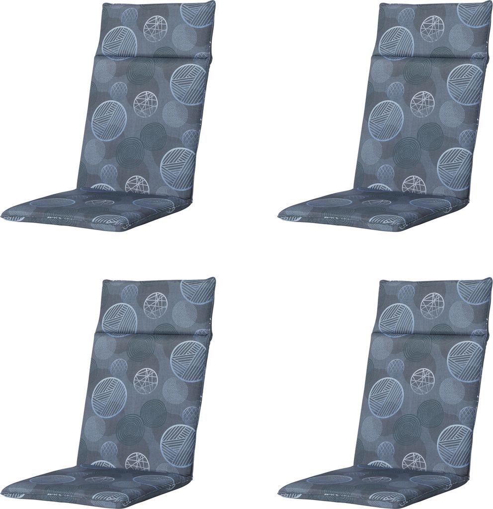 Madison - Gartenstuhlkissen High Back Circle blau - Ca. 120x50 cm - 4er-Set