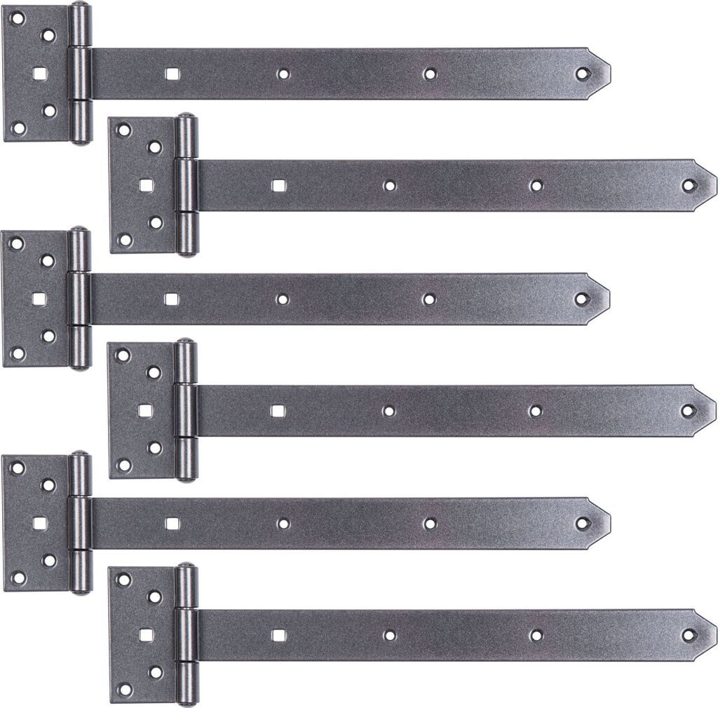 Alberts 822682 DURAVIS Kreuzgehänge, mit vernietetem Stift, schwarzdiamant duplexbeschichtet, Band 391 x 40 mm, Scharnier 59 x 103 mm, 6er Set