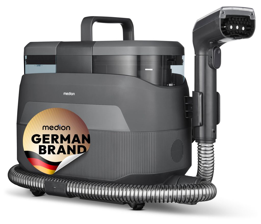 MEDION X10 UC Polsterreiniger Gerät Waschsauger (Nasssauger für Polster Teppiche Autositze, 1.650 Watt, Kaltwasser Heißwasser Dampf, Frisch und ...