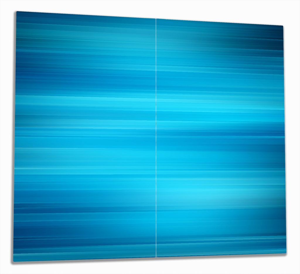 Wallario Herdabdeckplatte aus Glas, Größe 60 x 52 cm 2-teilig, Motiv Blau und schwarz gestreift - Abstraktes Streifenmuster