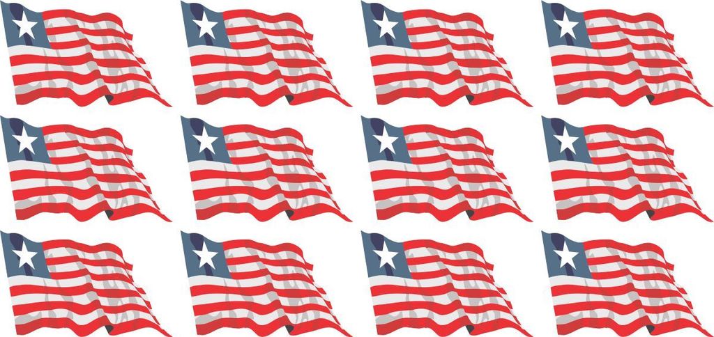 Mini Aufkleber Set - Pack wehend - 50x31mm - selbstklebender Sticker - Liberia - Flagge / Banner / Standarte fürs Auto, Büro, zu Hause und die Sc...