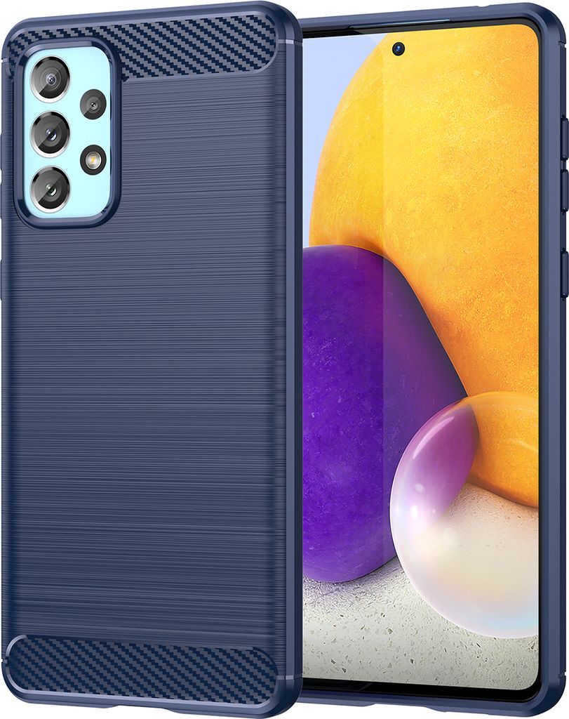 Galaxy A73 5G Hülle, Carbon-Faser TPU Silikon Stoßfest Schutzhülle für Samsung Galaxy A73 5G Blau