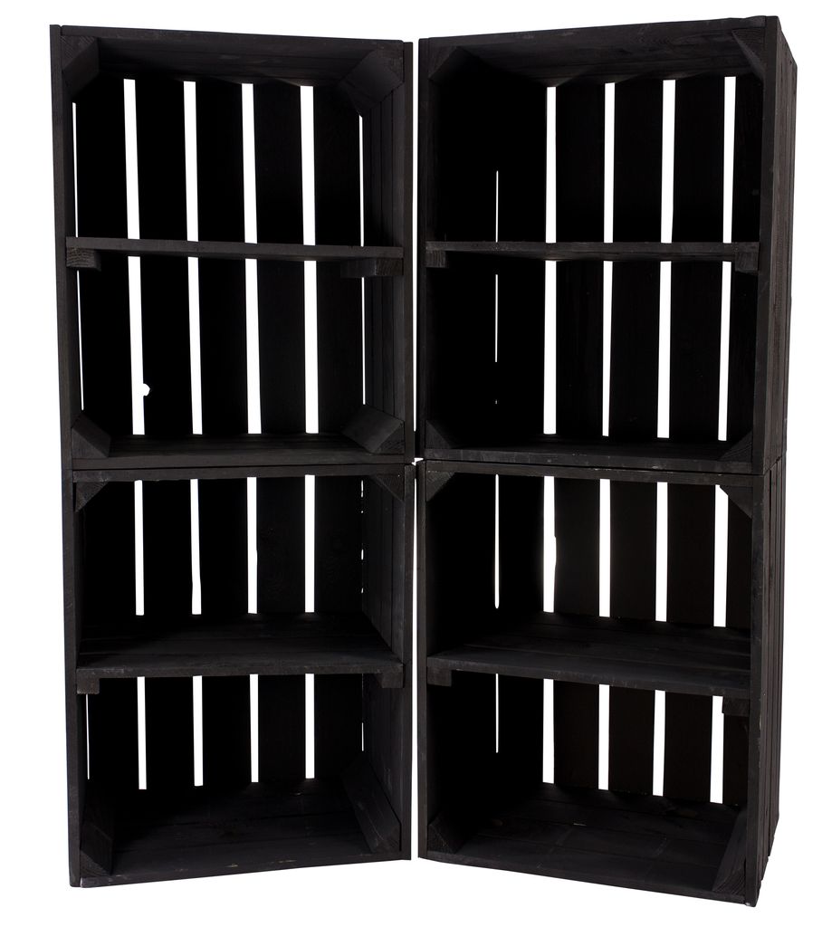 4er Set große neue schwarze Obstkiste 50cm x 40cm x 30cm Apfelkiste Schuhregal Holzregal Bank Garderobe Weinkiste Kisten Balkon Holzkiste Regalsystem