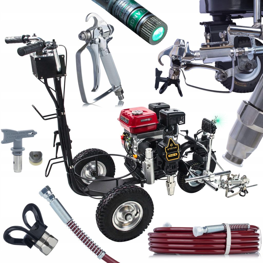 Malowarka drogowa PowerXcellence Vector M – Spaltmotor Straßenmarkiergerät | 7P | 23 MPa | 0,021" Düse 215 | 2,2 L/min | 15 m Schlauch | Für ...