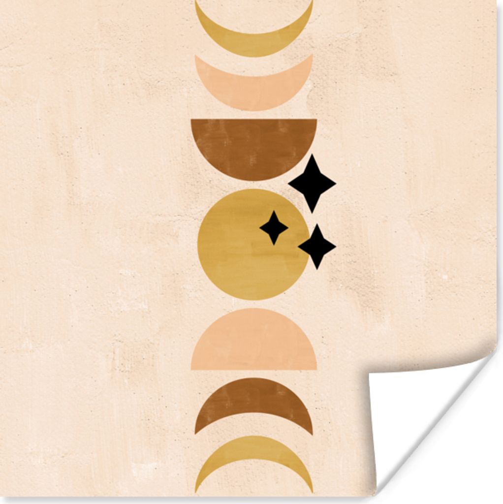 MuchoWow Poster Mond - Weltraum - Pastell - böhmisch 100x100 cm - Babyzimmer