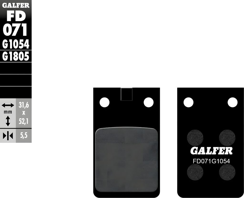 Bremsbeläge Galfer FD071G1054 Semi-Metall vorne 5,5mm für Malaguti F12 Phantom LC R AC, Aprilia AF1 Simson S 83 OR 4-Gang Off Road Crosser F15 Fi...