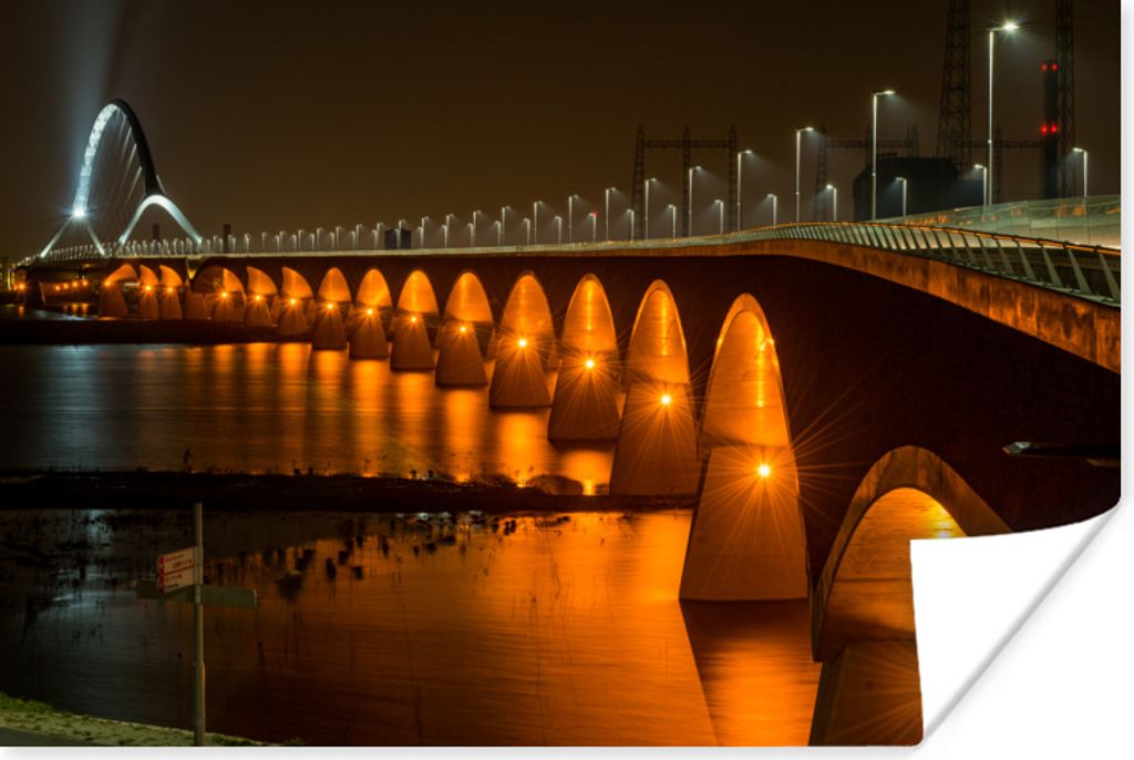 MuchoWow Poster Nijmegen - Brücke - Licht 180x120 cm - Fotoplakat