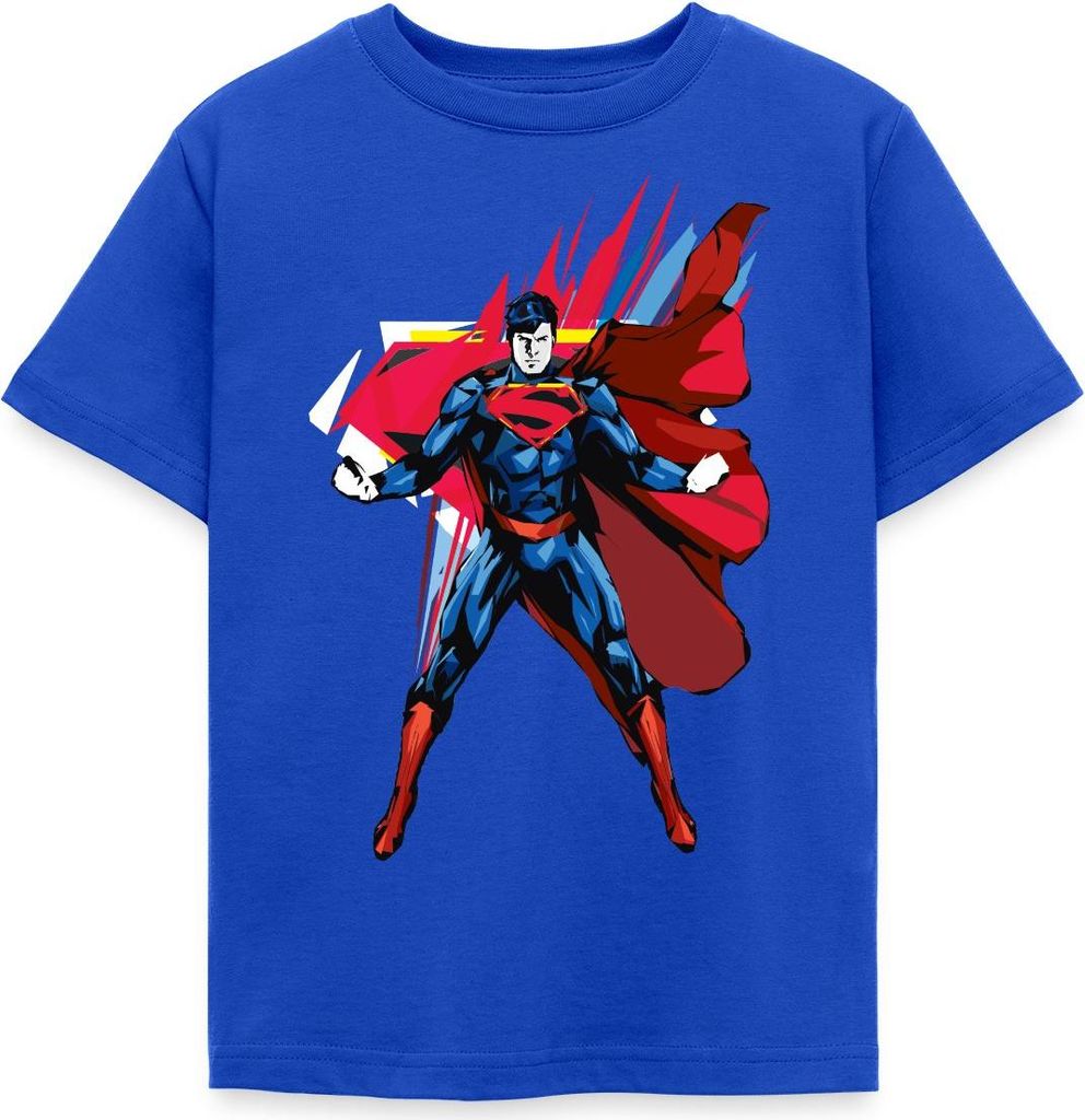 Spreadshirt DC Comics Superman Fragmented Kinder T-Shirt, 98/104 (3-4 Jahre), Royalblau