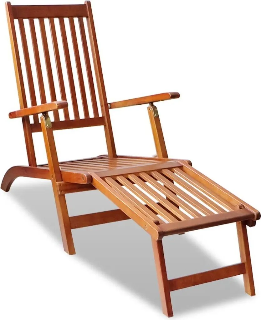 vidaXL Chaise pliante en bois d'acacia avec repose-pieds confortable