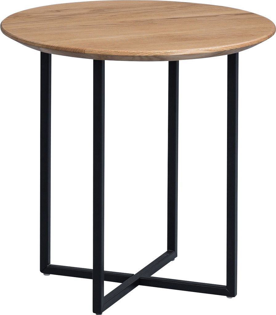 Couchtisch / Beistelltisch Keno 1 in braun - Holz Wildeiche massiv, Metall - D=45cm, H= 46cm