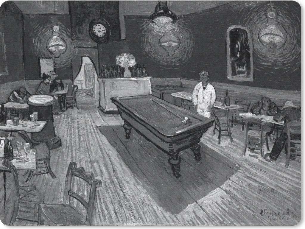MuchoWow Mauspad Mousepad Das Nachtcafé - Vincent van Gogh - Schwarz und Weiß 23x19 cm - Mousepads - Maus Mat - Pad - Mausunterlage - Schreibti...