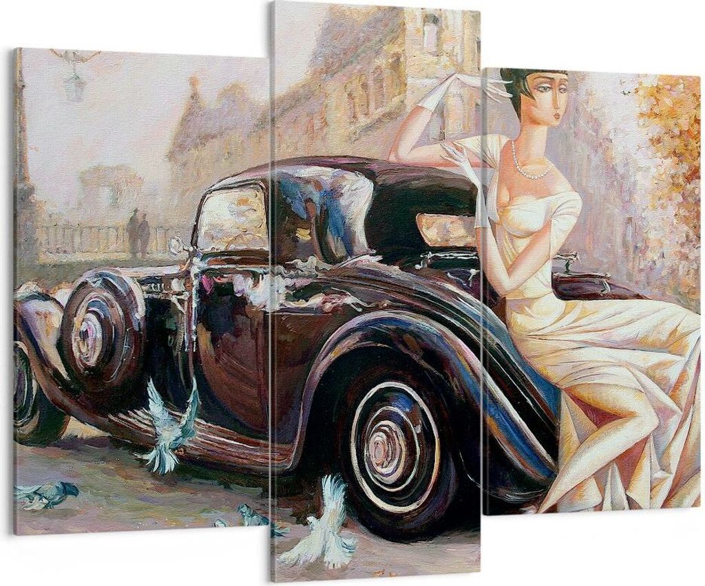 Bild auf Leinwand - Leinwandbild - frau retro stil - 130x100cm - Wand Bild - Wanddeko - Wandbilder - Leinwanddruck - Bilder - Kunstdruck - Wanddeko...