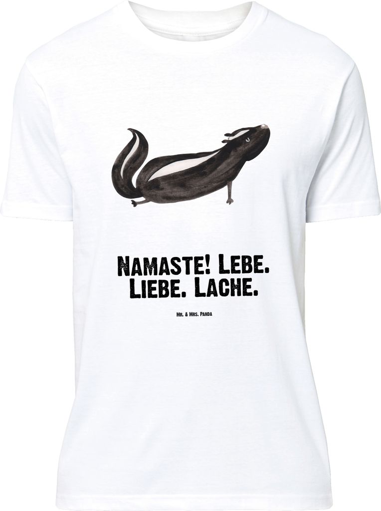 Mr. & Mrs. Panda Größe XL T-Shirt Stinktier Yoga - Weiß - Geschenk, Liebe, Lebe, Namaste, Tshirt, Shirt, Raubtier, mit Spruch