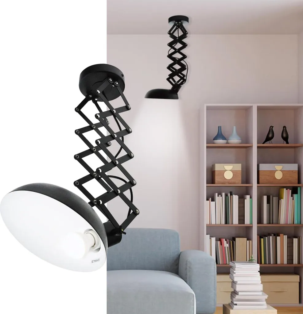 Luminaire de plafond extensible pour bureau et chambre noir Victor E27