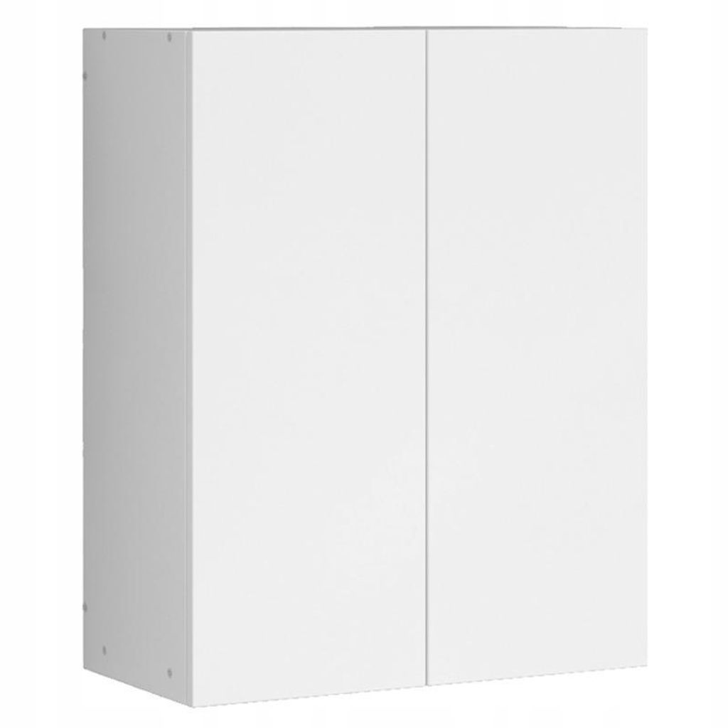A white modern bathroom cabinet with two doors.