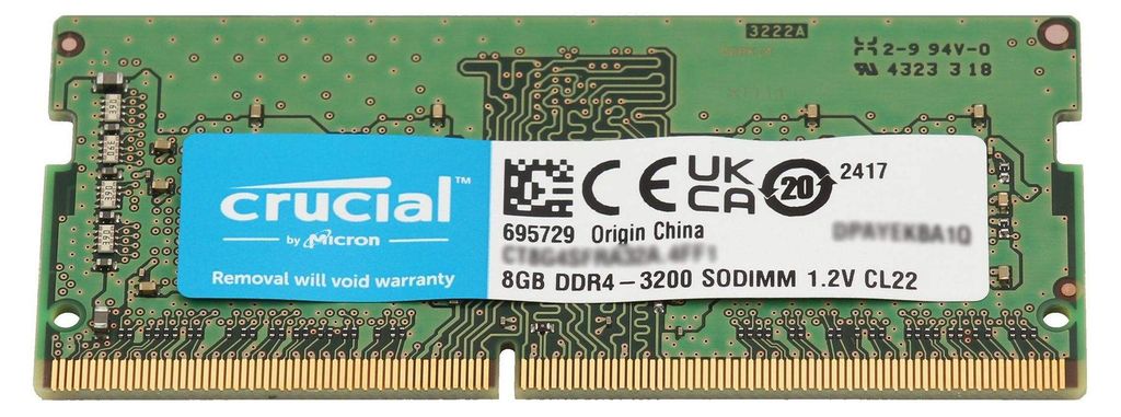 Crucial CT8G4SFRA32A Paměťový modul 8 GB 1 x 8 GB DDR4 3200 Obrázek produktu 