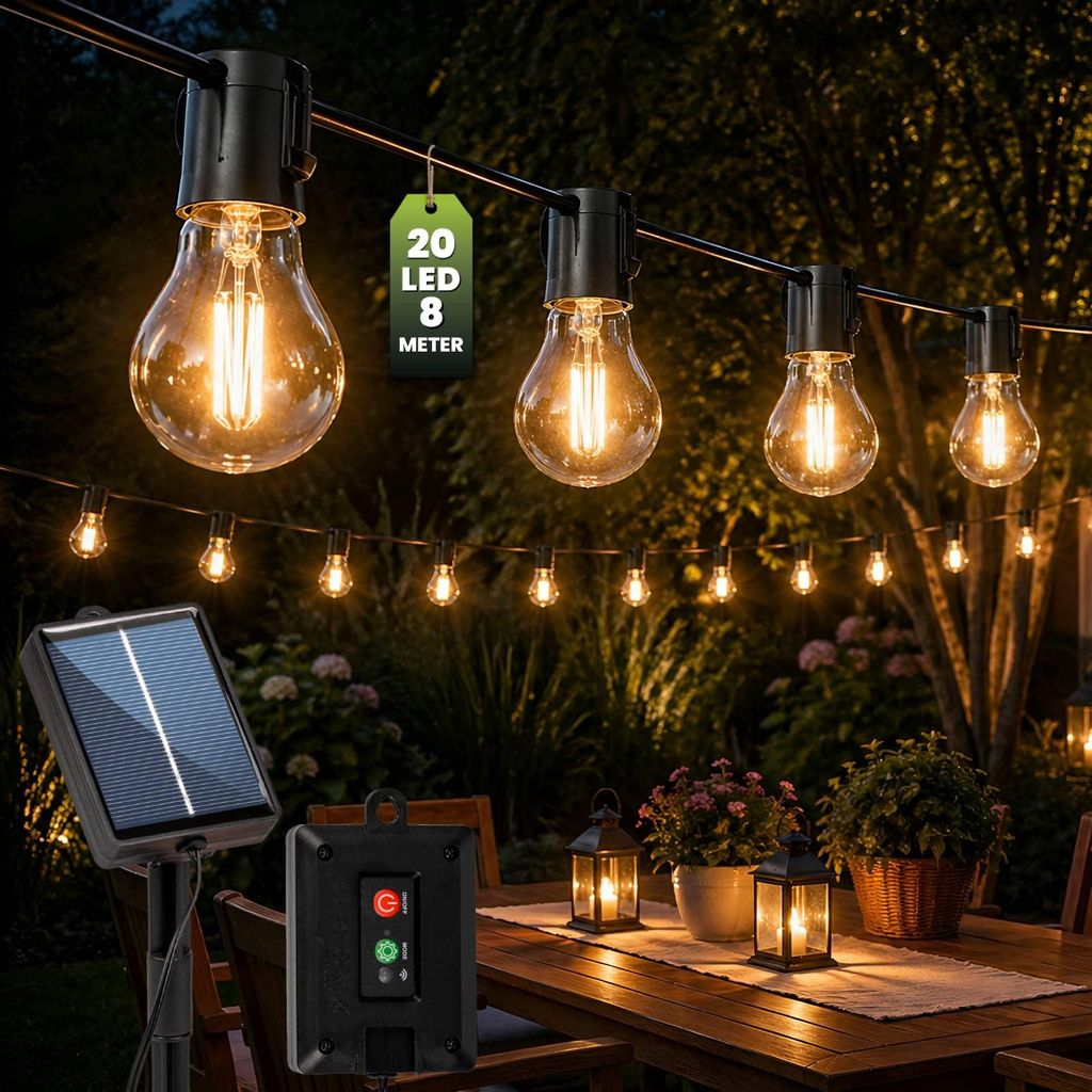 LUMILED Solar Lichterkette für Außen 7,7M 20x A60 LED Produktbild 