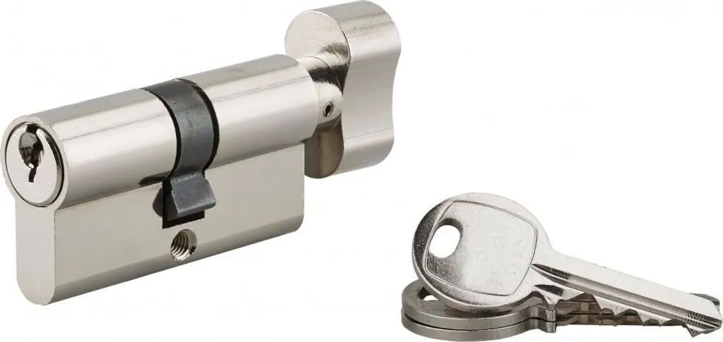 Barillet de porte à bouton 30x30 nickelé SP avec 3 clés pour serrure