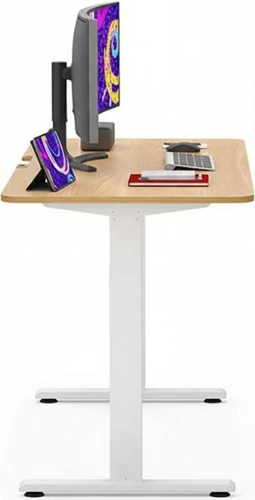 Bureau assis-debout électrique 120x60 cm, plan de travail en érable - 2