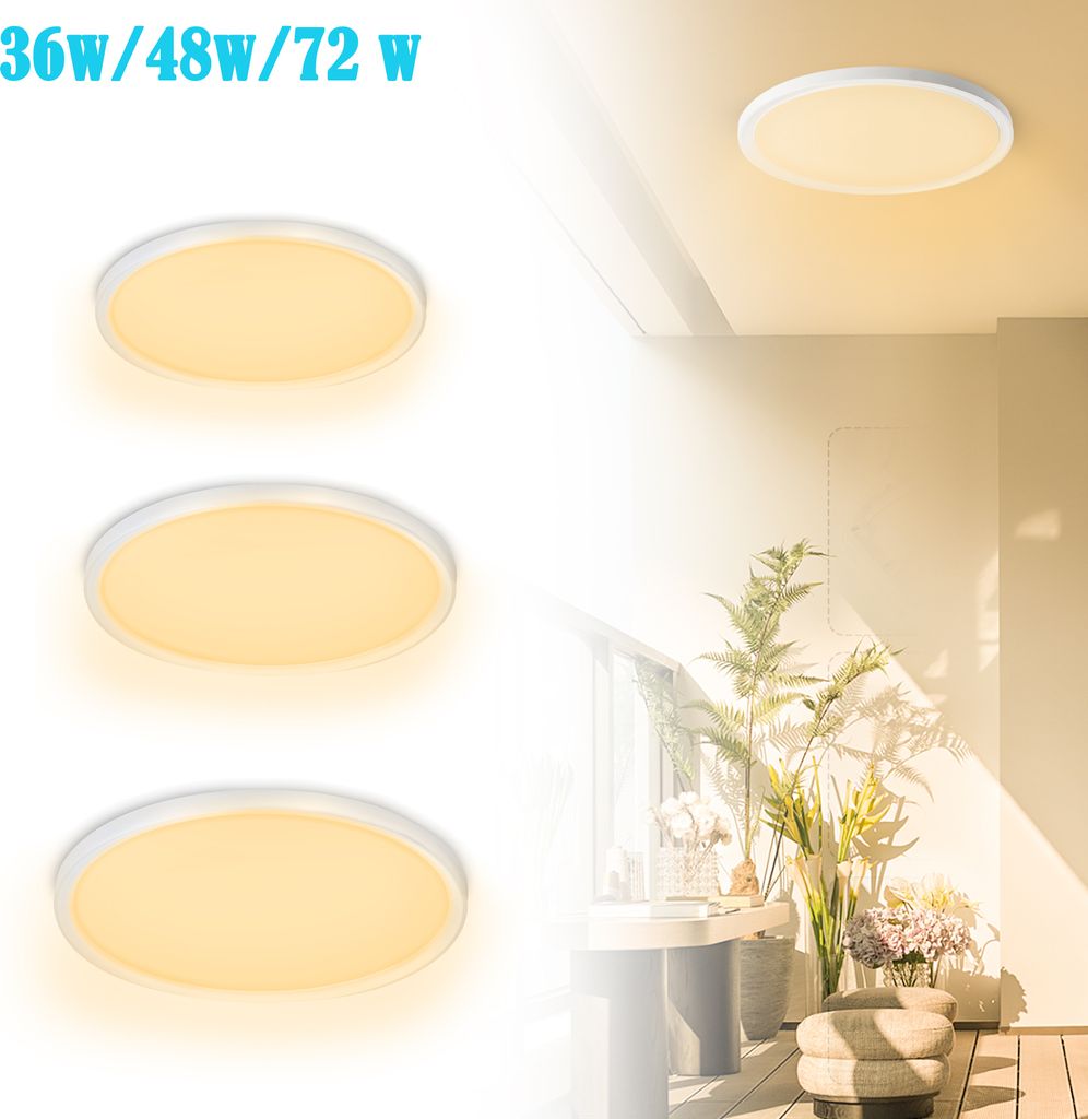 LZQ 72W LED Deckenleuchte Feuchtraumleuchte Ø28,5cm Produktbild 