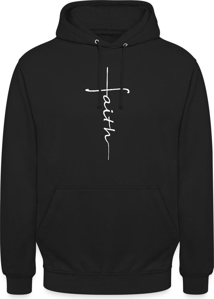 Spreadshirt Faith Glaube Kreuz Religion Christentum Uni Hoodie, L, Schwarz