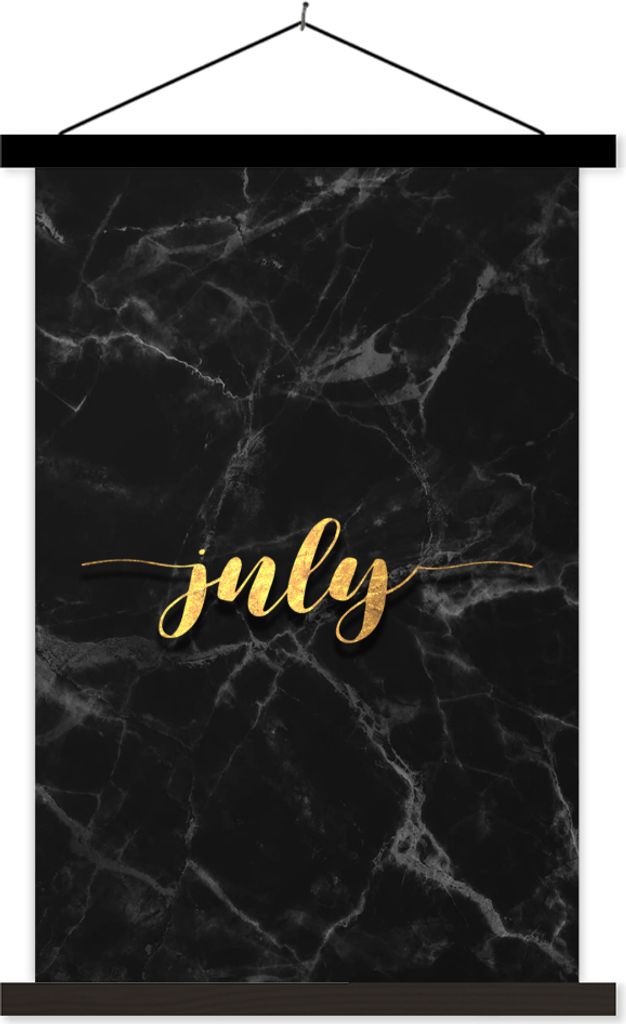 MuchoWow Textilposter Kalender - Juli - Gold - Marmor 40x60 cm mit schwarzem Rahmen - Wanddekorationen