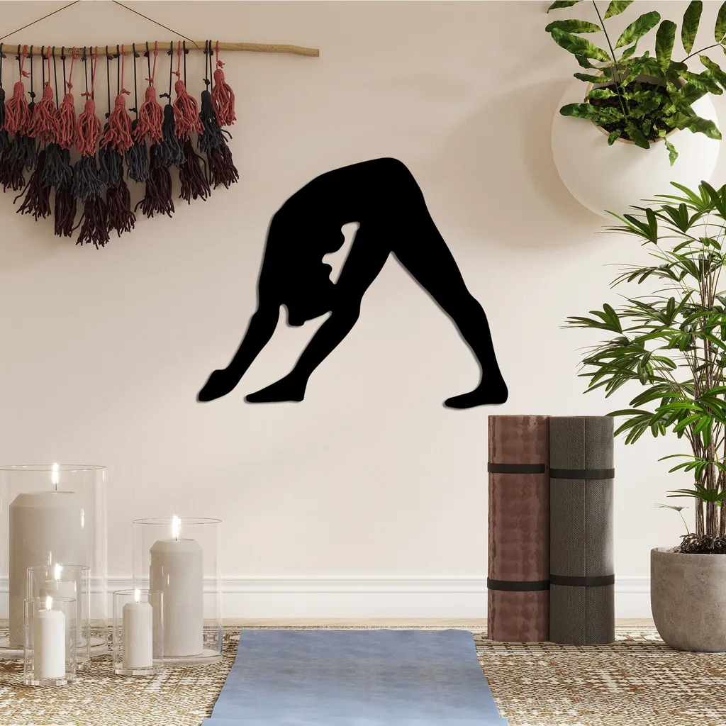 Wallity Yoga 14: Quadro in Metallo Nero per Studio Yoga e Casa