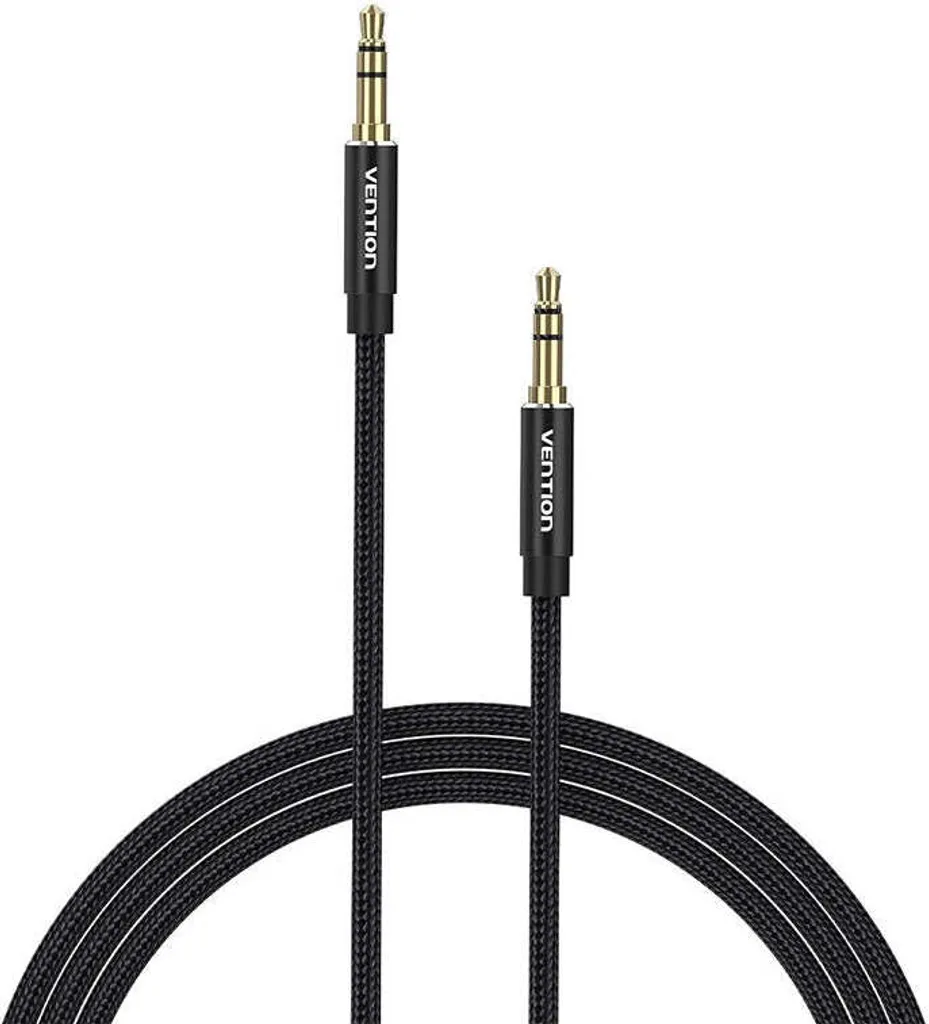 Câble Audio 2m Jack 3,5 mm Vention avec Connecteurs Or Stéréo Noir