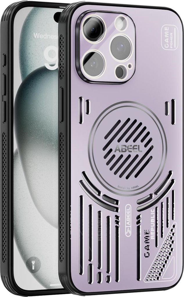 Magnetische Hülle für iPhone 15 Pro Max mit Linsenabdeckung, Aluminium Stoßfestes Schutzhülle mit Wärmeableitung Lila