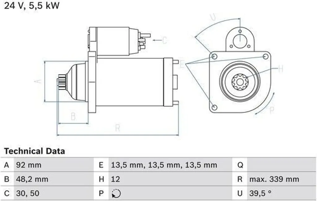 Démarrage difficile ? Démarreur BOSCH 0986025060 Mercedes 24V 5.5kW