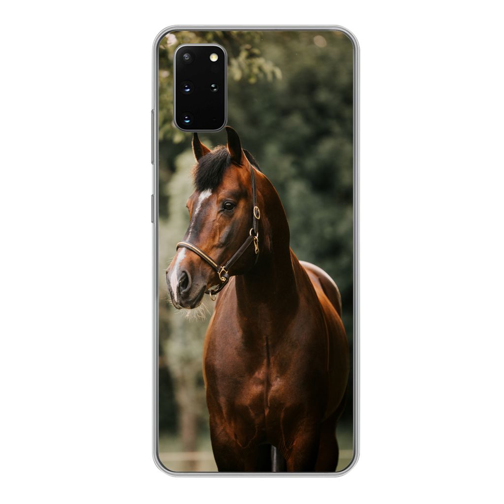 MuchoWow Handyhülle Schutzhülle Hülle für Samsung Galaxy S20 Plus Pferd - Äste - Porträt Silikon Softcase Handy Hülle - Hartschale