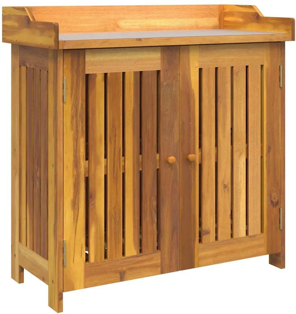 Armoire de balcon pour outils de jardinage, rangement bois de terrasse