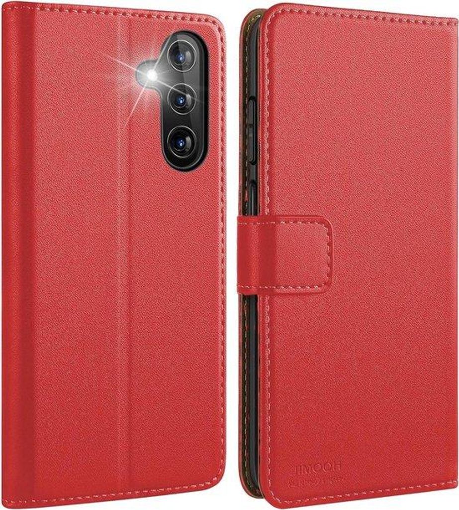 Rotes Lederetui, handgefertigt, klappbar, mit Schutzcover