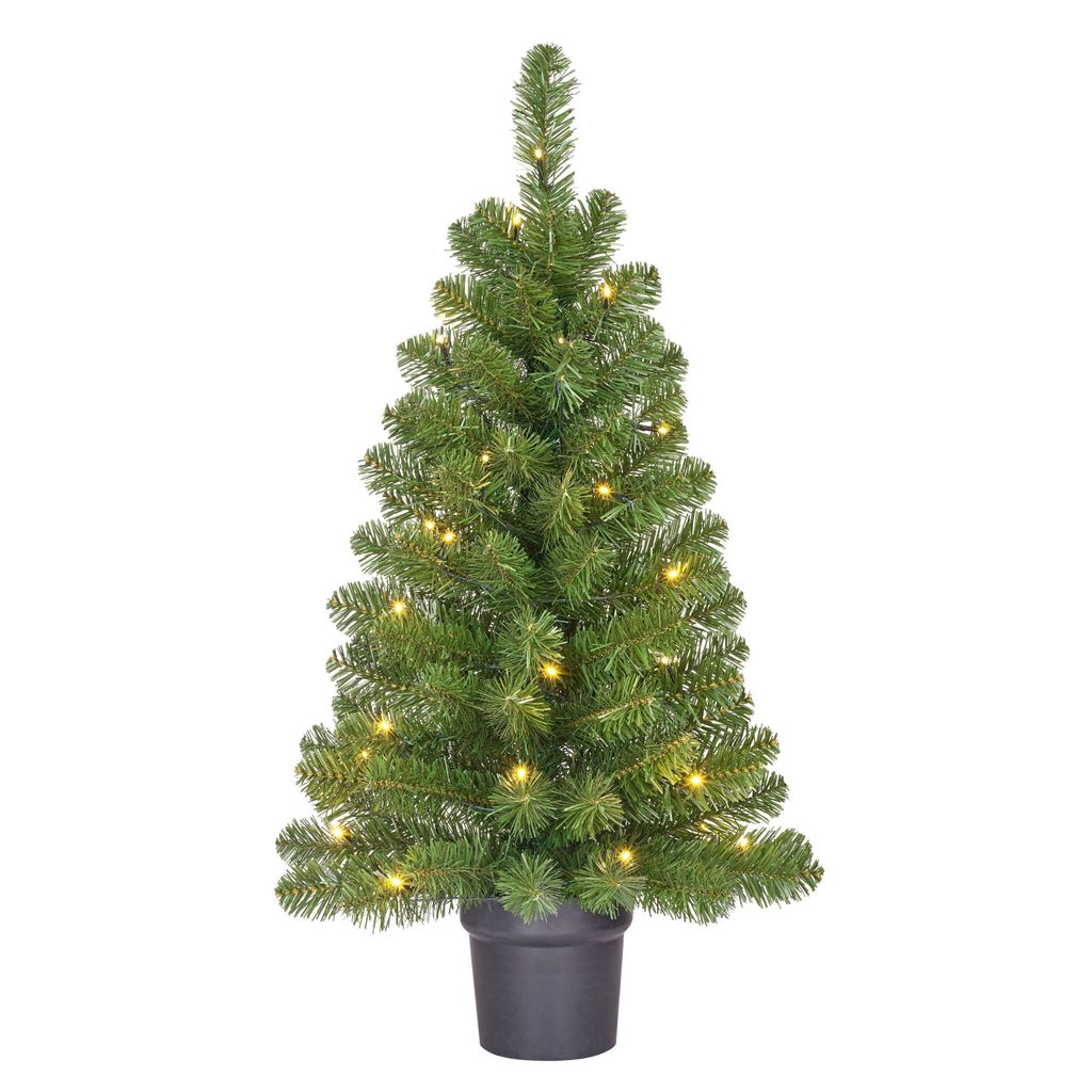 Black Box Trees Norton Künstlicher Weihnachtsbaum im Pflanztopf mit LED-Beleuchtung - H90 x Ø50 cm - Grün