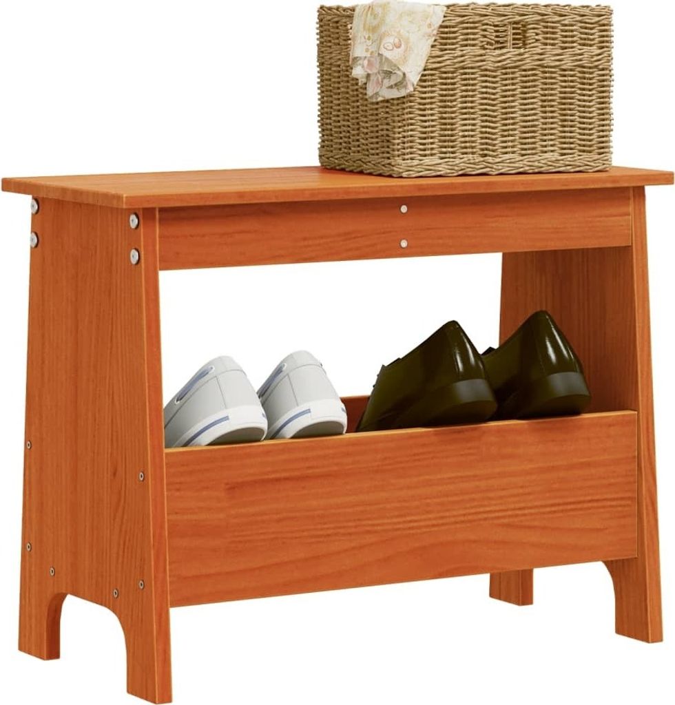 "2026 Promotion" Flurbank Wachsbraun 60x28x45 cm Massivholz Kiefer - Sitzbänke CC29993