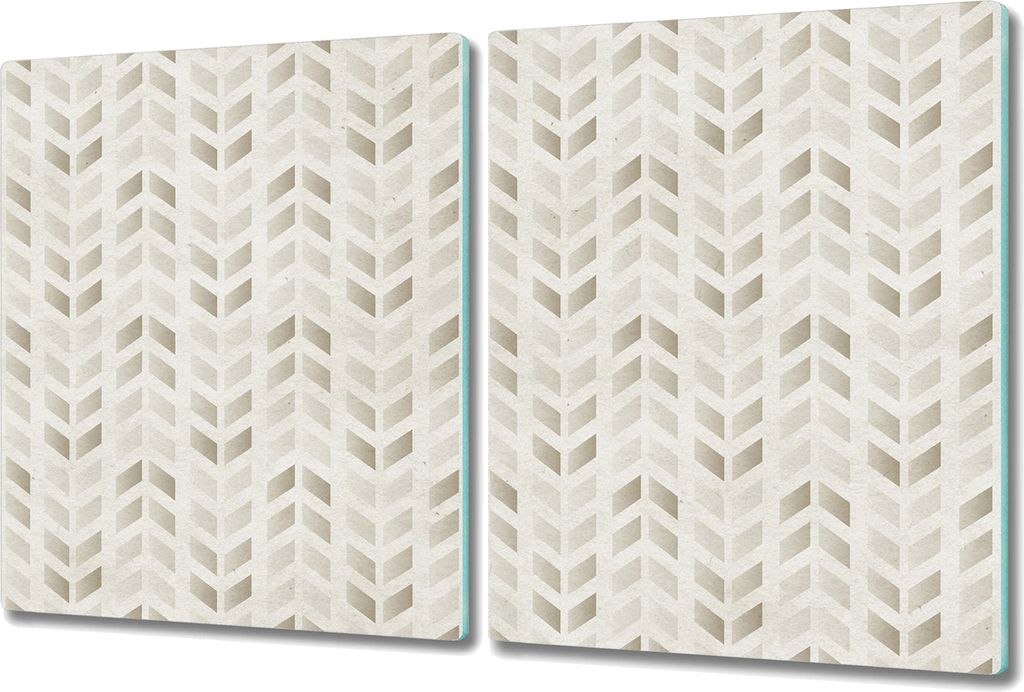 Glas-Herdabdeckplatte Glaskeramikkochfeld-Abdeckung Spritzschutz - 2x 40x52 cm - Goldvektoren weiß