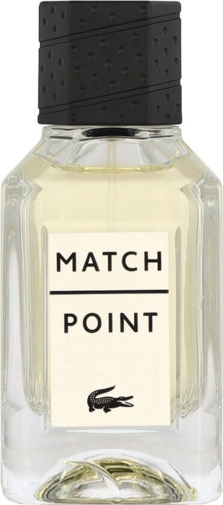 A clear, front-facing studio shot of a bottle of Lacoste Match Point Eau de Toilette for men.