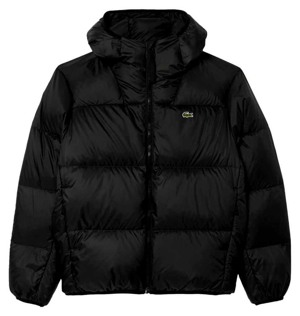 Lacoste Kurze wasserabweisende Pufferjacke, Schwarz M