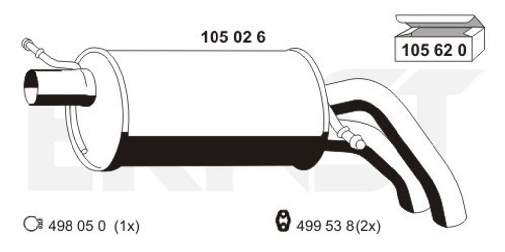 ERNST 105026 Endschalldämpfer für VW SHARAN (7M8, 7M9, 7M6) Auspuff
