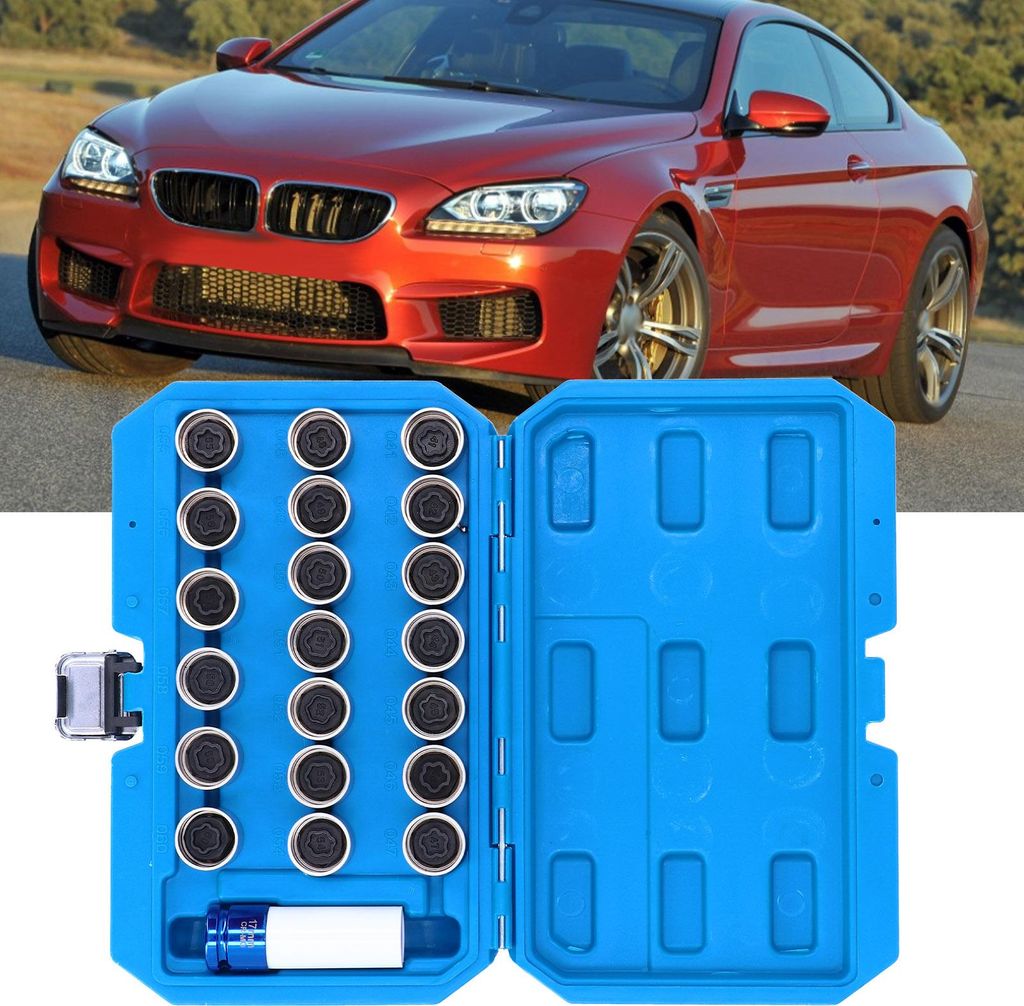 21-teiliges Radsicherungsmutter-Schlüssel-Set, Bolzenentfernungswerkzeug, Chrom-Vanadium-Stahl, Autowartung