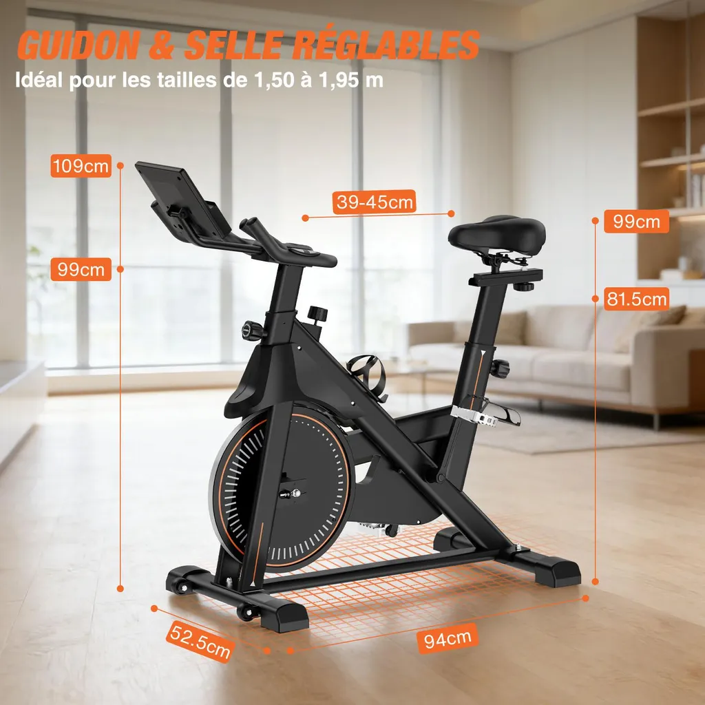 DH FitLife Vélo d'appartement ergomètre magnétique silencieux avec pouls
